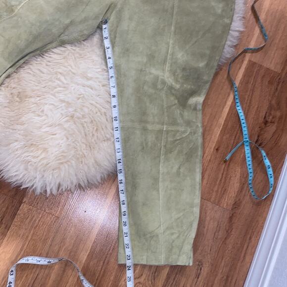 The Look by Randolph Duke Vintage Light Olive Green Suede Cropped Pants Sz 34 - Picture 7 of 10